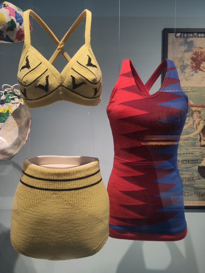 Knitted swimwear on display at Mode et Sport, D’un Podium à L’Autre. Image courtesy of Judith Hepner.