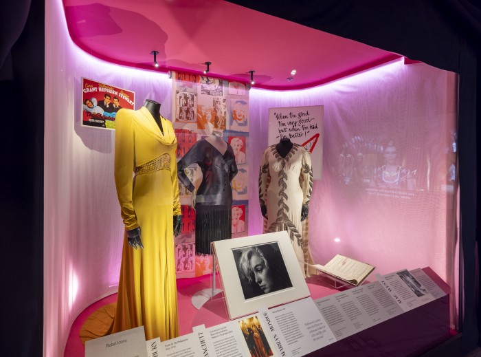 Display of costumes celebrating iconic film stars of the past at DIVA. © Victoria and Albert Museum, London.