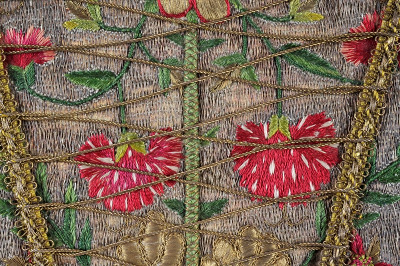 Detail from an embroidered stomacher 1725-1735 Images copyright: The Olive Matthews Collection, Chertsey Museum; Photographs by John Chase