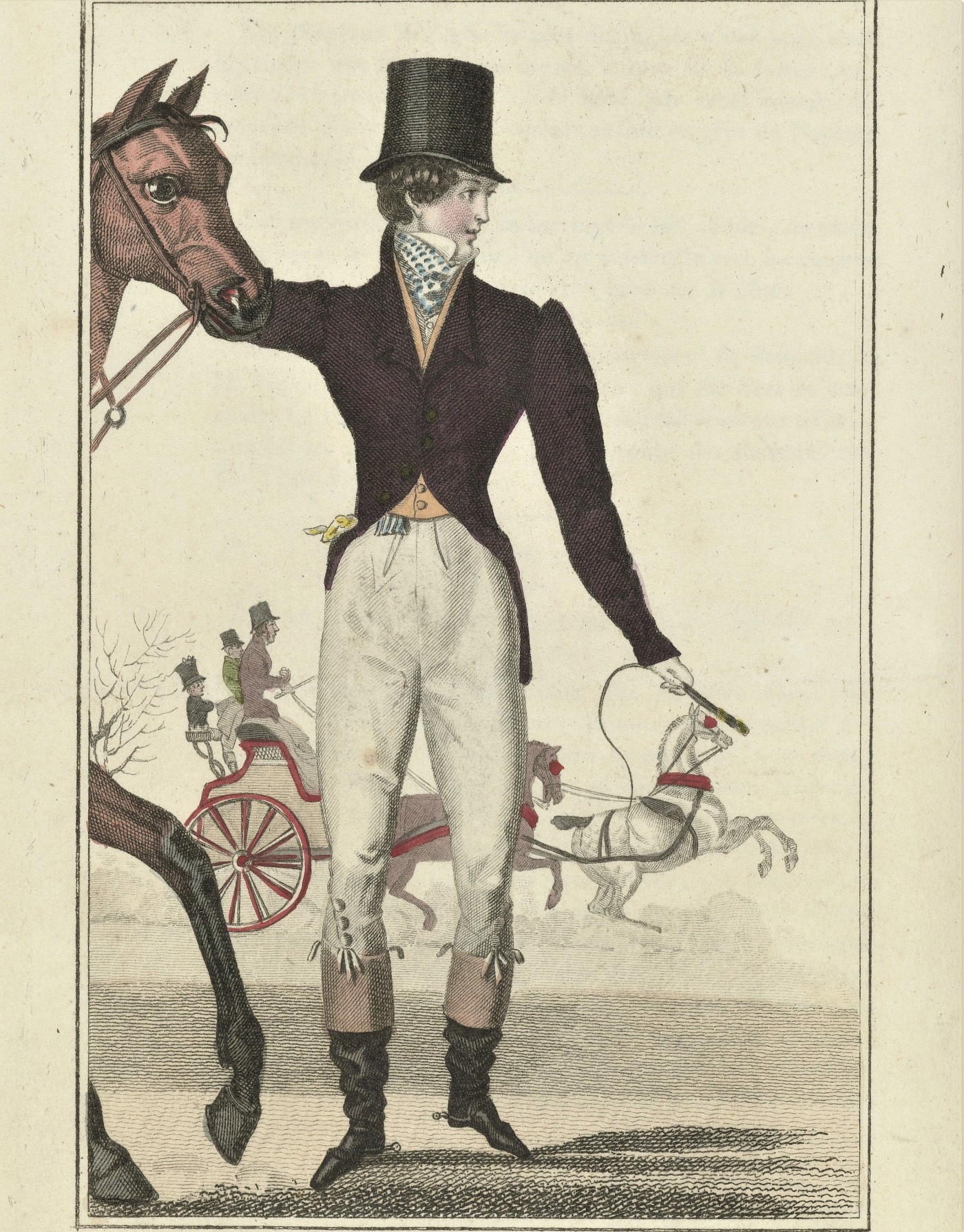 Image: Men’s riding wear fashion plate, Petit Courrier des Dames 1825 (298)