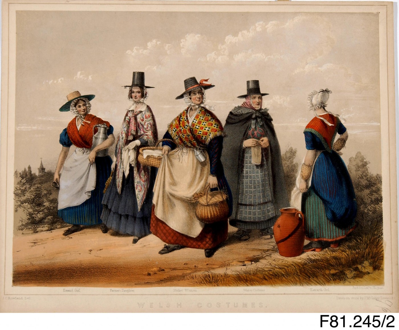 Rysunek 3: Welsh Costume Illustration from 1848. Artysta: Rowland, John Cambrian. Zdjęcie dzięki uprzejmości National Museum Wales. F81.245.2