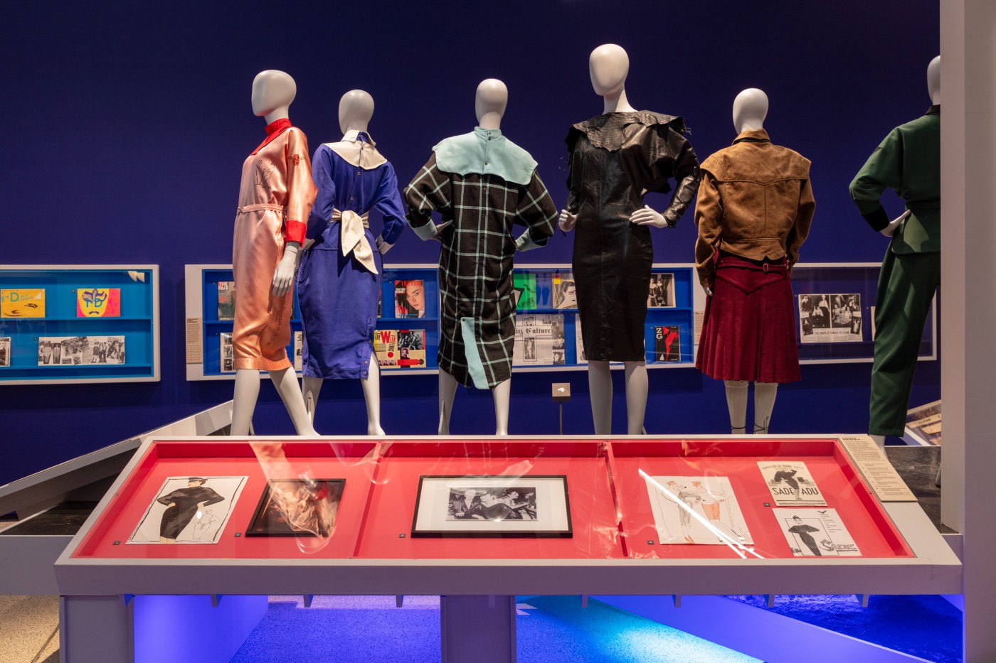 A selection of the iconic 80s style on show at the Blitz exhibition. Photograph: Luke Hayes