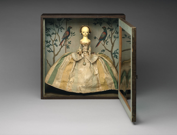 ‘Doll in a box’. Circa 1748. British (doll) and American (box). Metropolitan Museum of Art. 