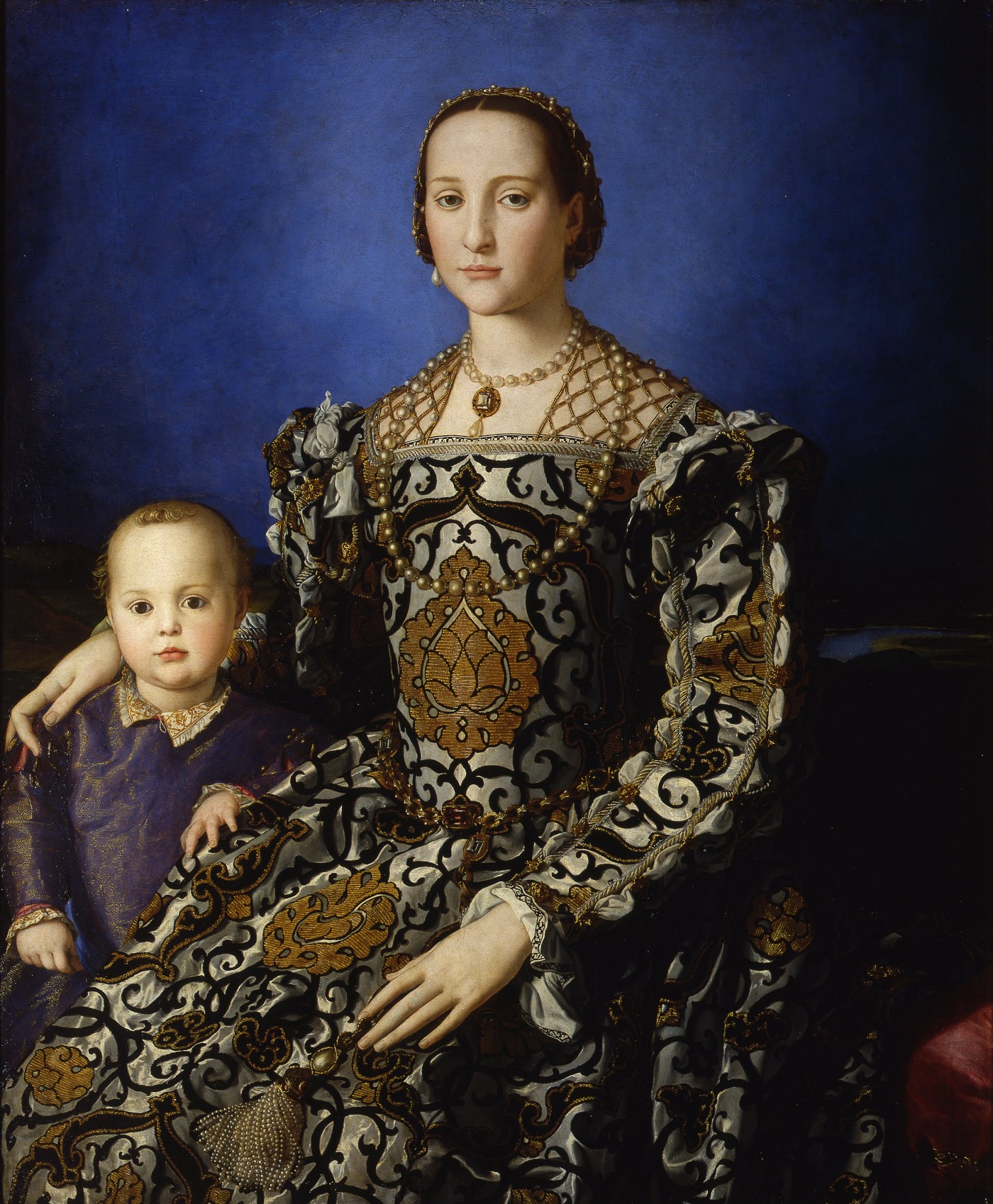 Agnolo Bronzino, Portrait of Eleonora of Toledo and Her Son Giovanni, 1545. Oil on wood, 115 × 96 cm. Florence: Uffizi Galleries, acc. no. 1890 no. 748. Public Domain. 