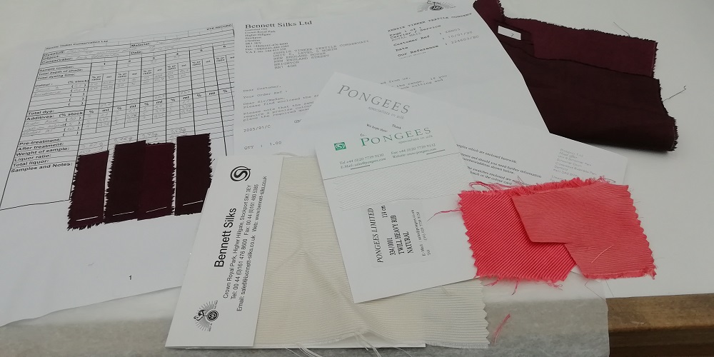 Fabric selection and dyeing sheets, © Zenzie Tinker Conservation