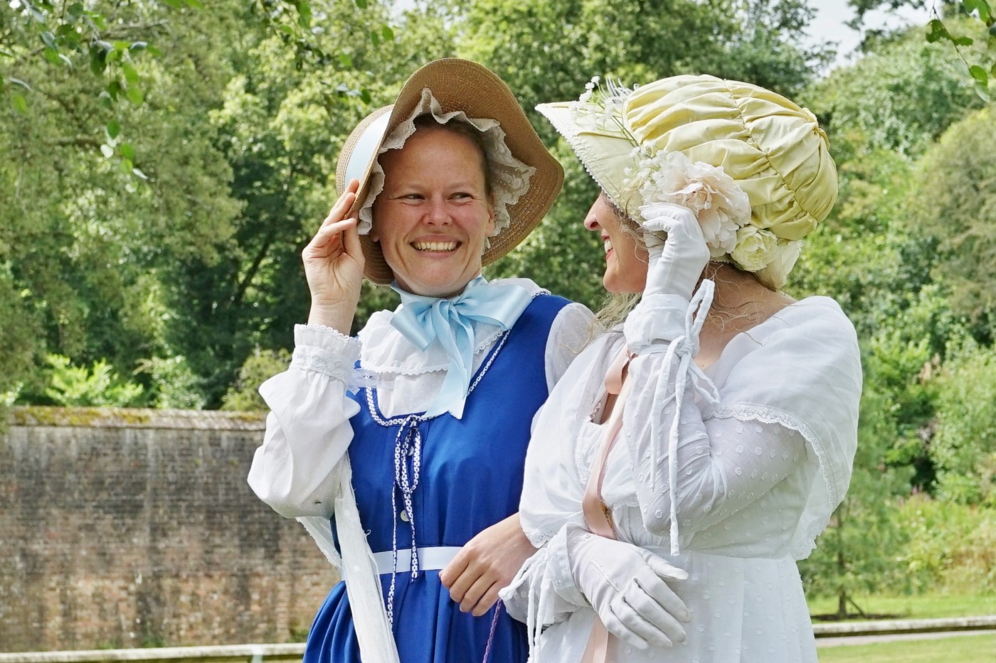Image 5. Alice and Jayne – hanging onto their bonnets in the wind!