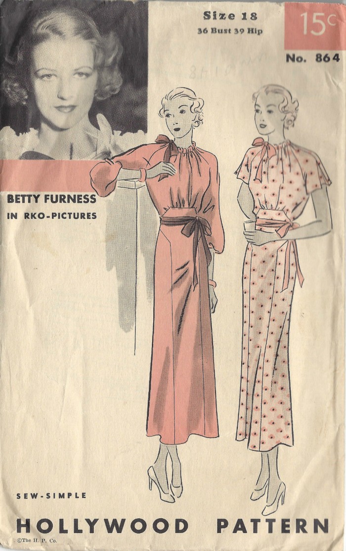 Image Two. 1930s paper dress pattern featuring the actress, Betty Furness, The Vintage Pattern Shop.  