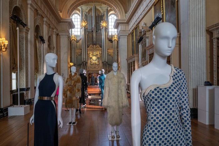 Stella McCartney pieces on display in the Long Library at Blenheim. © Pete Seaward.