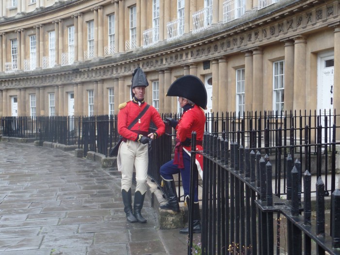 Chris and his friend Peter Twist dressed as a General and his Aide on the streets of Bath