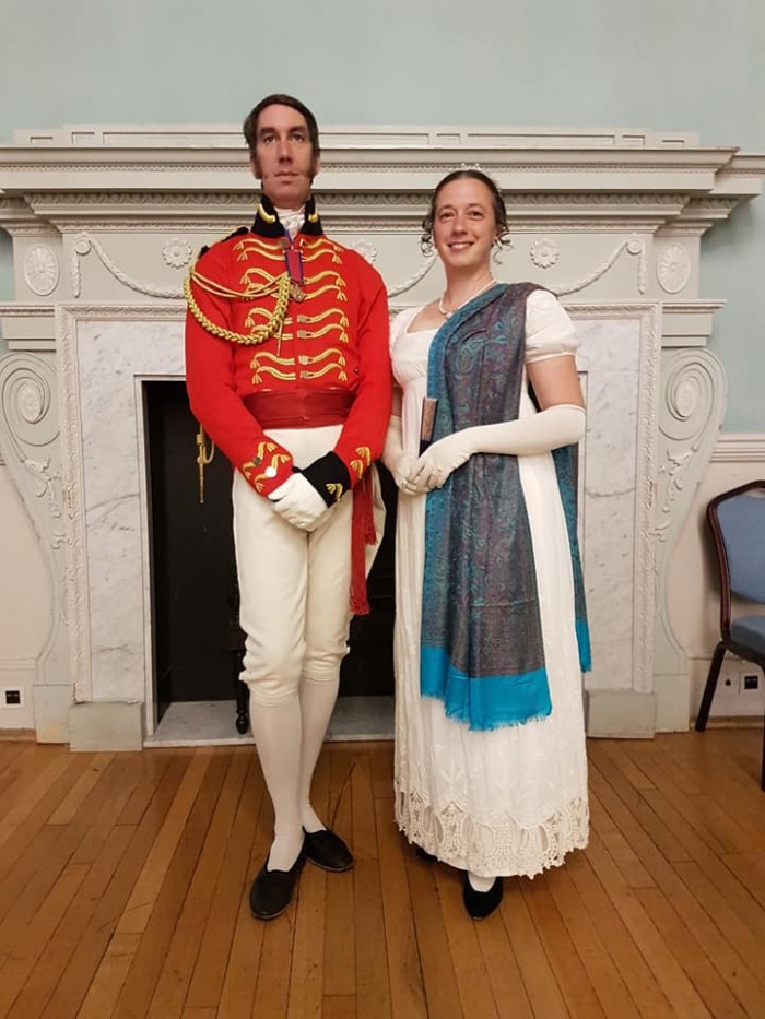 Chris and his wife Shayna dressed for a ball at the Assembly Rooms in Bath