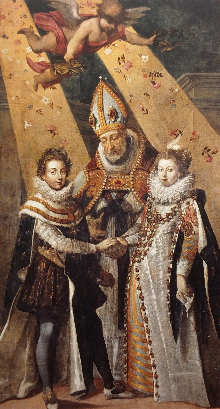 Jean Chalette, Le Mariage de Louis XIII, Roi de France et de Navarre, et d'Anne d'Autriche, 1615, oil on canvas, 249cm x 138cm, Musée des Augustins, Toulouse.
Public Domain