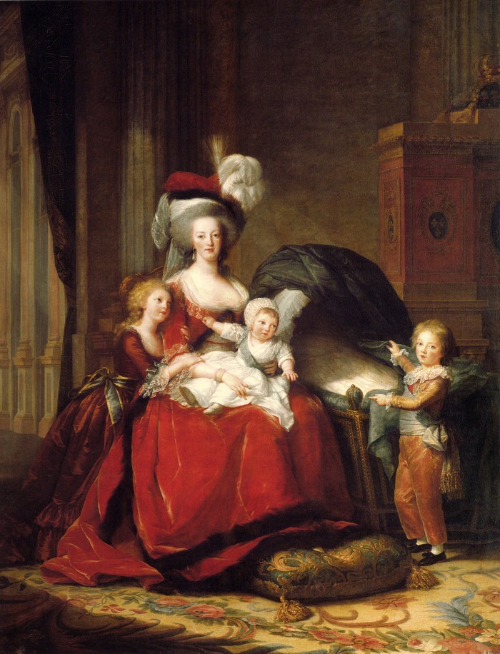 Élisabeth Vigée Le Brun (1755–1842) Marie-Antoinette and her children, 1787, Oil on canvas, 275 × 215 cm, Versailles: Palace of Versailles, © Public Domain