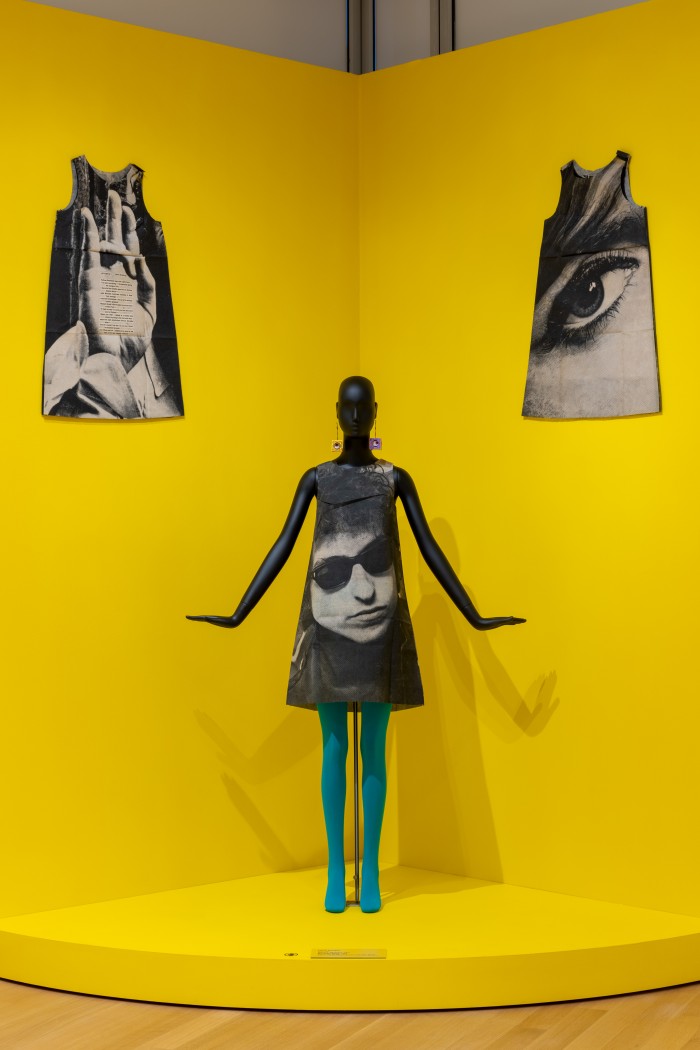 Installation view of Generation Paper: A Fashion Phenom of the 1960s at the Museum of Arts and Design, New York (March 18, 2023 to August 27, 2023).

Photo by Jenna Bascom; courtesy the Museum of Arts and Design.