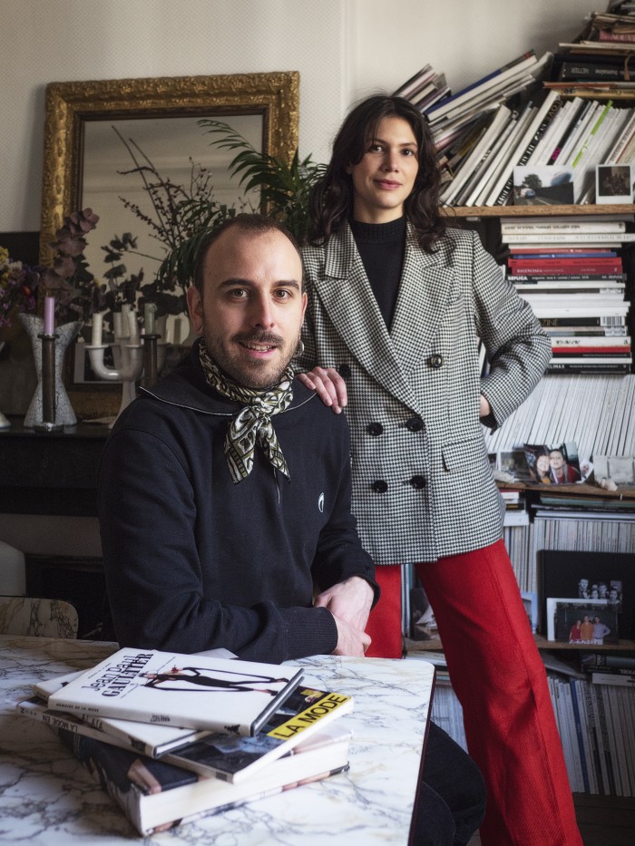 Fashion historian Salomé Dudemaine and vintage expert Julien Sanders 