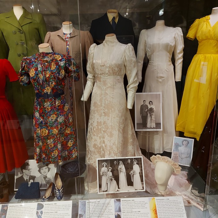 A group of 3 wedding ensembles from the 1940s. © The Olive Matthews Collection, Chertsey Museum