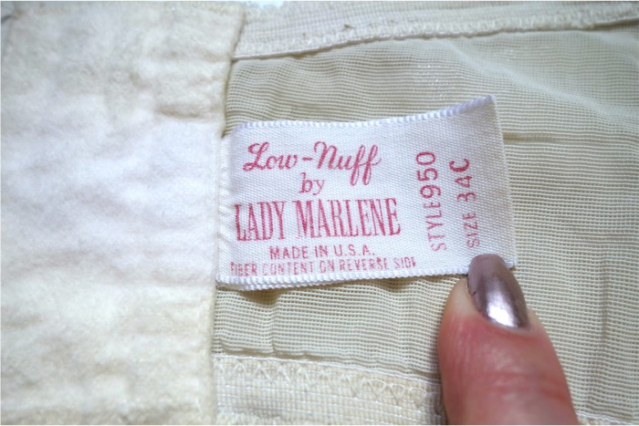 Label of a 1950s nylon overwired bra (from the personal collection of Lorraine Smith, reference LS-2017-016)