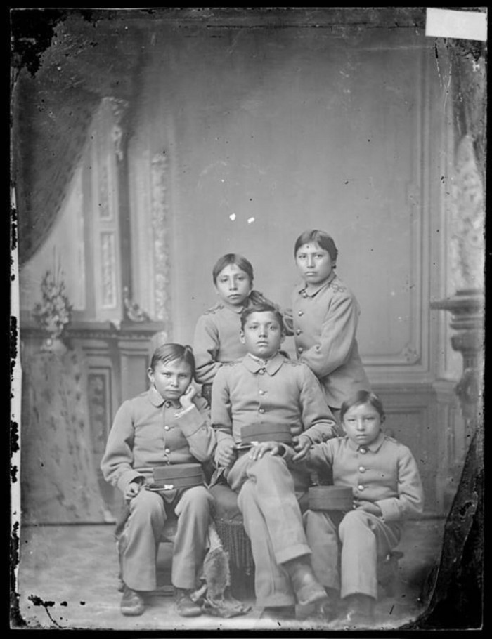 Five male Sioux students (Version 1), 1880. Carlisle Indian School Digital Resource Center
