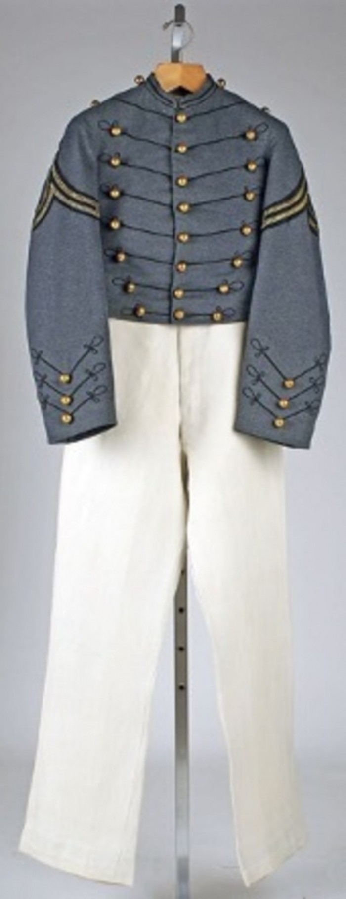 Men’s U.S. military uniform, 1880-1884.
 Wool, cotton Metropolitan Museum of Art.
Accession Number: C.I.47.76.la, b.
