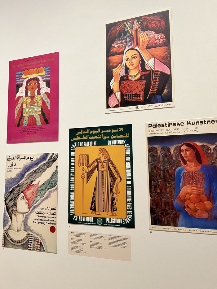 Posters advertising international Palestinian craft fairs from 1970s-80s. 
