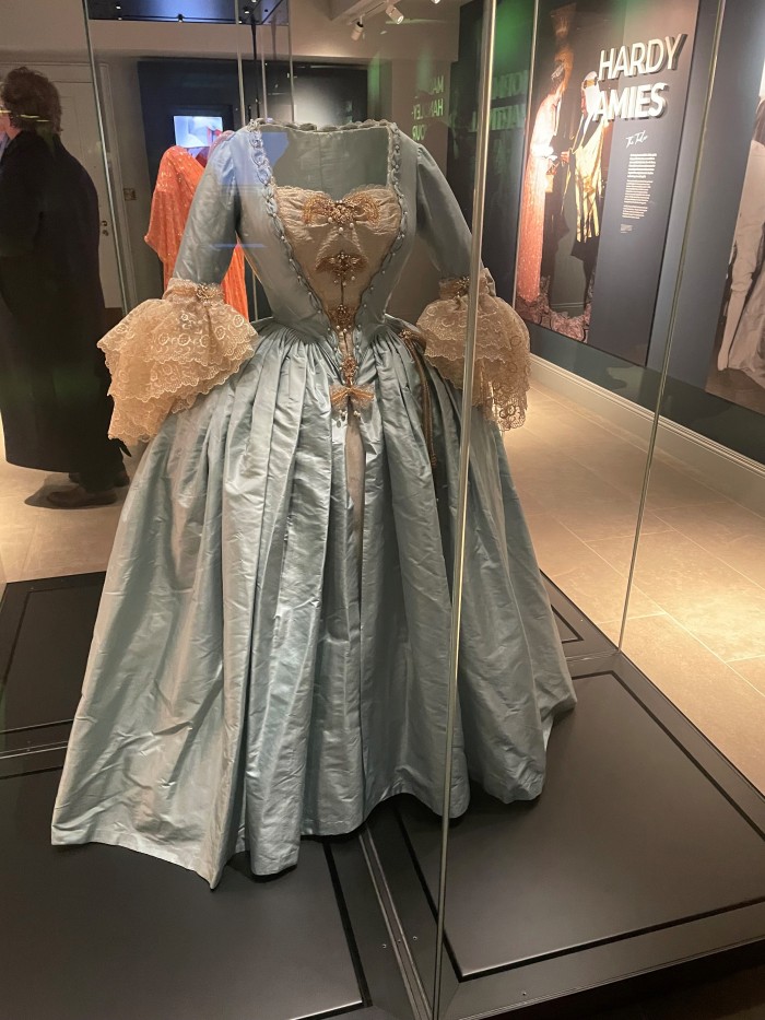 The silk eighteenth-century-style blue and gold ballgown costume worn by Princess Margaret to a charity costume ball at London’s Mansion House in 1964 and designed by Oliver Messel