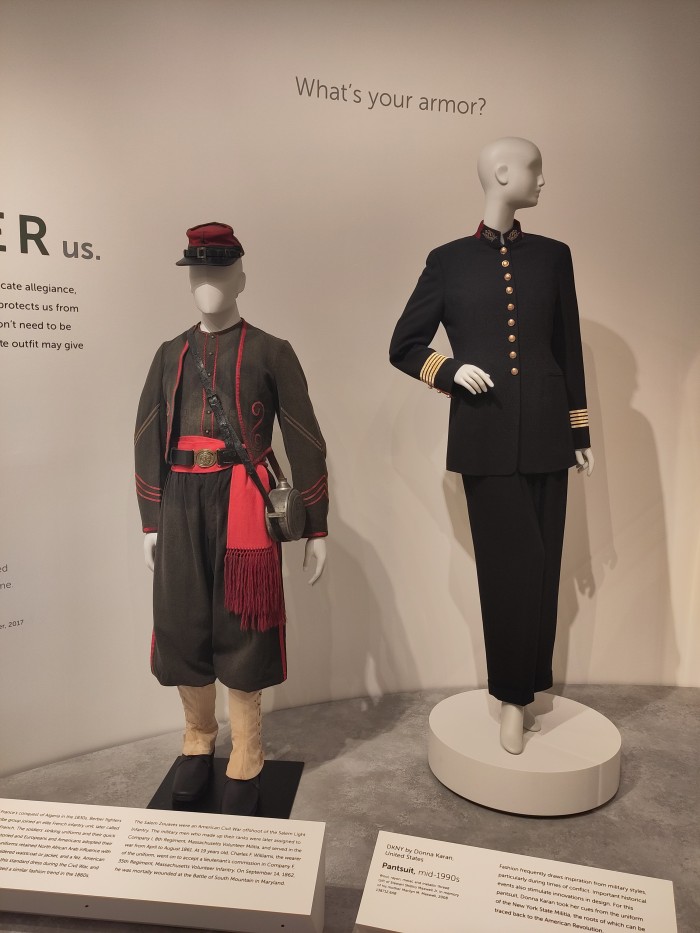 Military and military inspired dress on display at PEM.