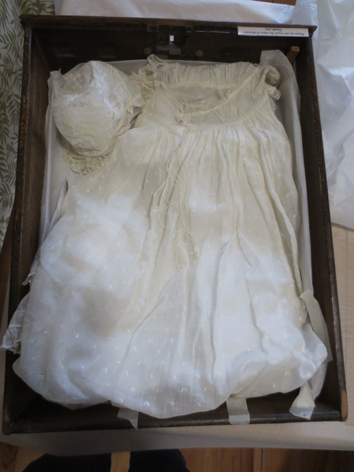 Figure 3:Ruskin’s christening gown, Brantwood. Image courtesy of Sarah Casey.

