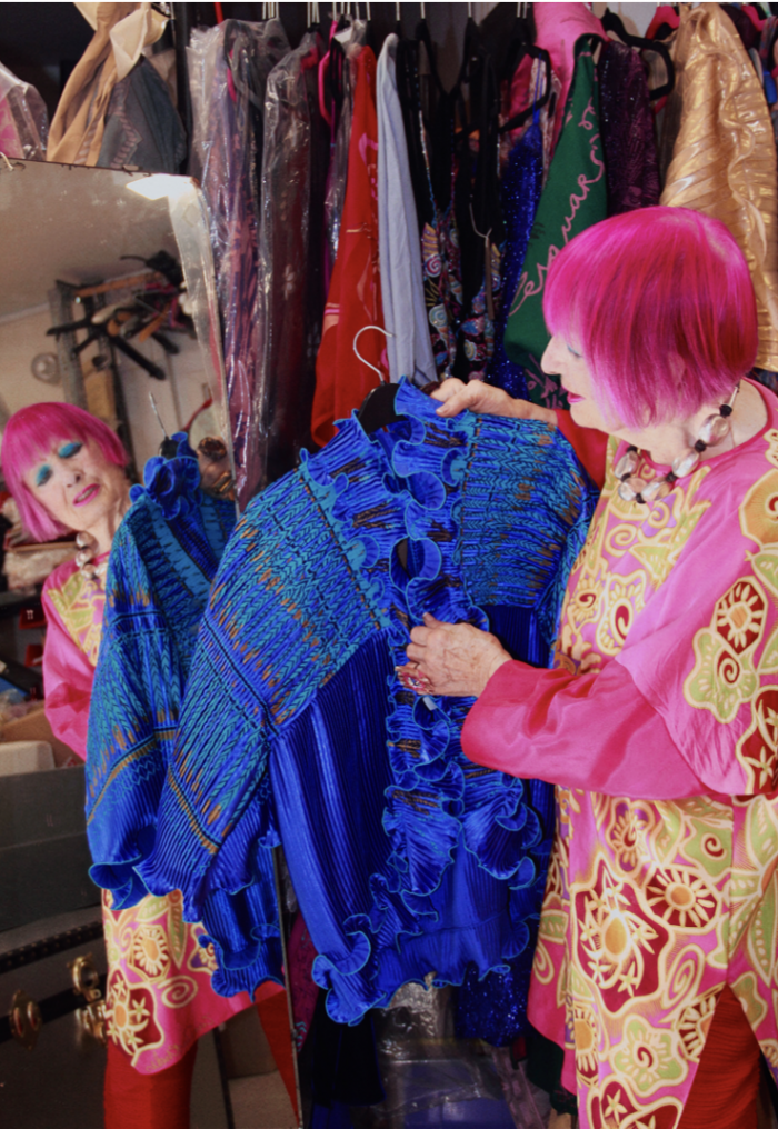 Zandra Rhodes in her Bermondsey studio
Image by Lucy Budgen, 2026.