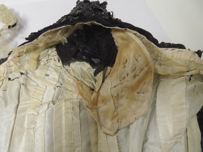 Example of a deteriorating and heavily stained sweat pads that had to be removed