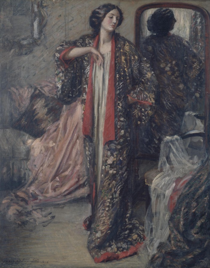 Philip Wilson Steer. The Japanese Gown, 1896. Oil on canvas. 127.5 x 102.2cm. National Gallery of Victoria, Melbourne, 264-2. Felton Bequest, 1906. 
Public Domain, Courtesy of National Gallery of Victoria, Melbourne 