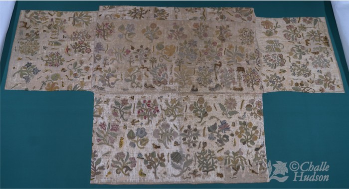 The Bacton Altar Cloth, conserved and mounted for display at Hampton Court Palace. Image credit: Challe Hudson