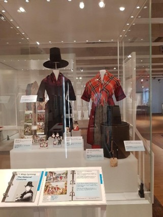 Display case of Welsh National Costume at St Fagans National Museum of History – Photograph taken by author (Eames, 2021).
