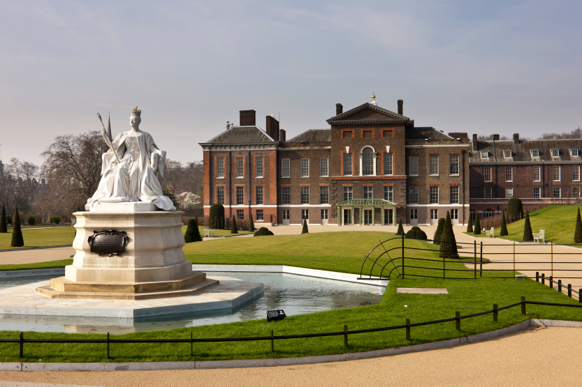 Queen Victoria's statue keeps watch in front of Kensington Palace